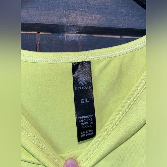 Neon Yellow Athletic Crop Tank Top‎ with Side Ties Workout Activewear C26 - Picture 4 of 5
